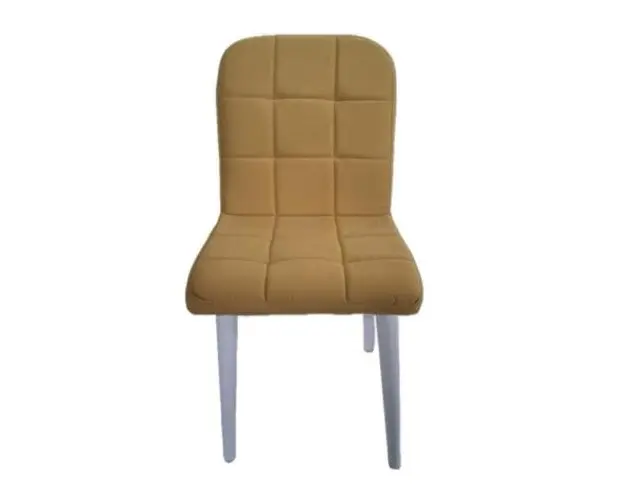 Scaun Elite Lux Smart Living Studio Casa, Cu spatar Tapitat, cadru lemn alb, Material Textil, Galben