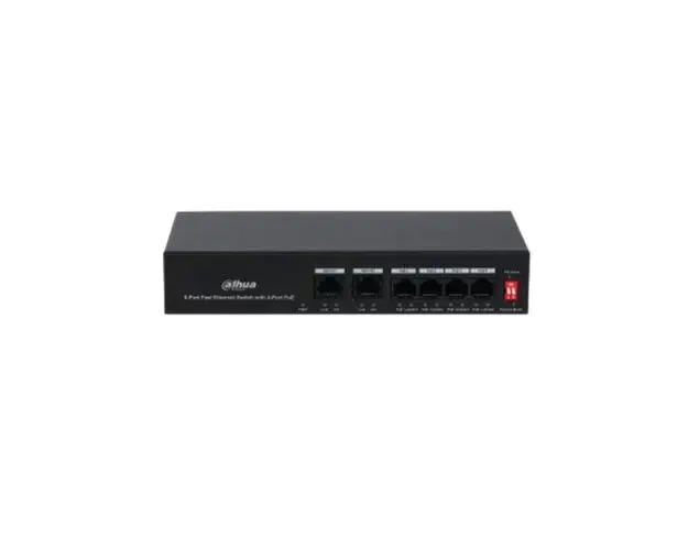 Switch 4 porturi Dahua PFS3006-4ET-36, 10/100 Mbps, 1.2 Gbps, 0.89 Mpps, PoE
