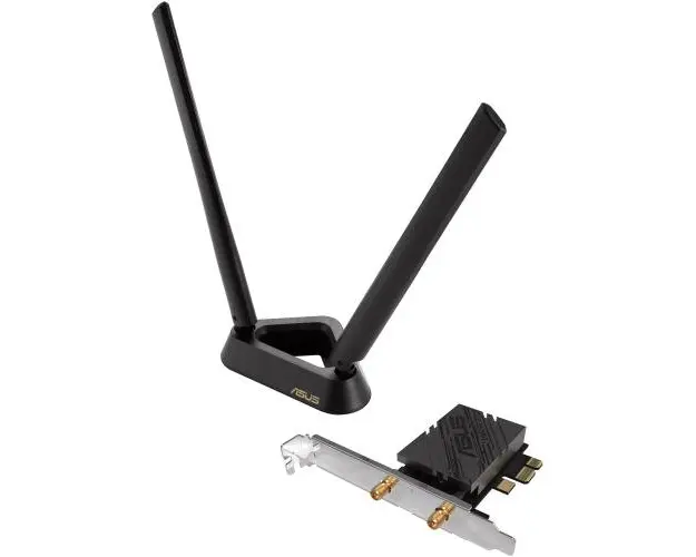 Placa de retea ASUS PCE-BE92BT, BE9400, baza magnetizata, suporta banda de 6GHz, 320MHz, WPA3, Bluetooth 5.4, compatibilia doar cu placile de baza Intel