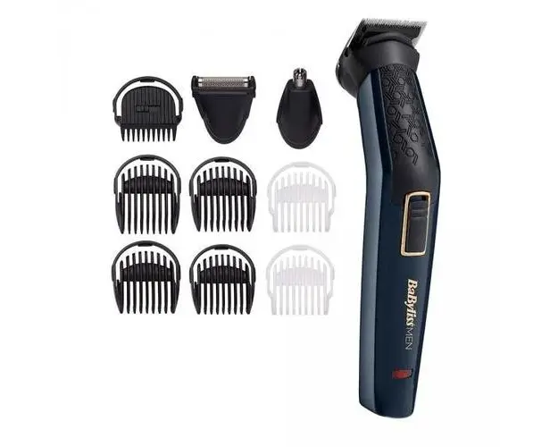 Trimmer pentru parul de pe corp BaByliss MT728E, Autonomie 60 minute, Cap pentru barbierit, Cap pentru nas si urechi (Negru)