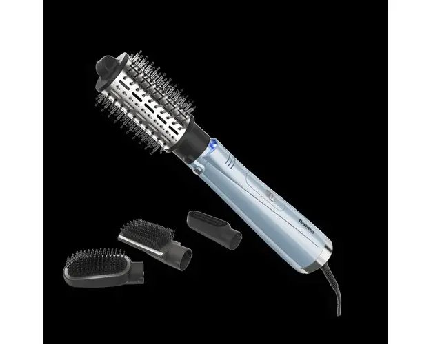 Perie cu aer cald BaByliss Hydro Fusion Big Hair AS774E, 1000W, Tehnologie cu Plasma, 3 trepte de temparatura, 4 accesorii (Albastru)