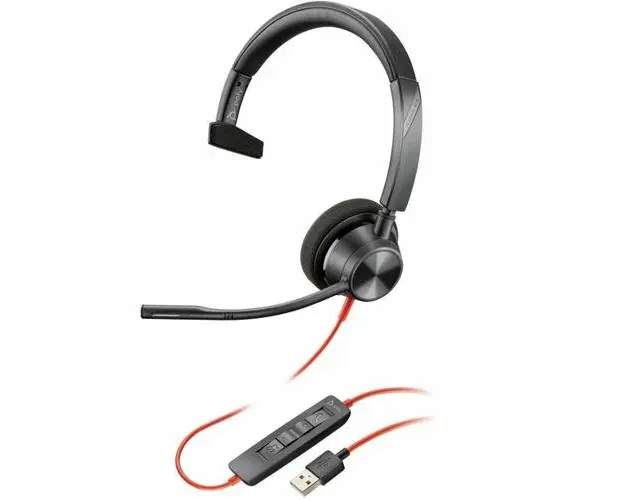 Casti Poly Blackwire 3315, Microsoft Teams Certified, USB-A, Negru