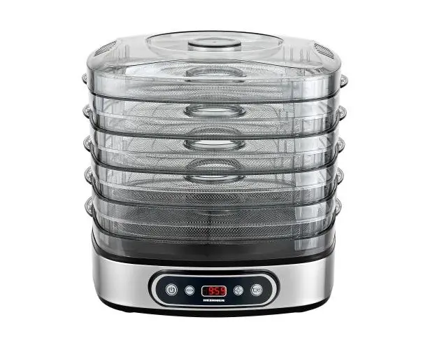 Deshidrator de alimente Heinner FreshDehydrate HFD-K380SSBK, 320-380W, 5 tavi inox, control electronic, display LED, timer, interval 35-70C