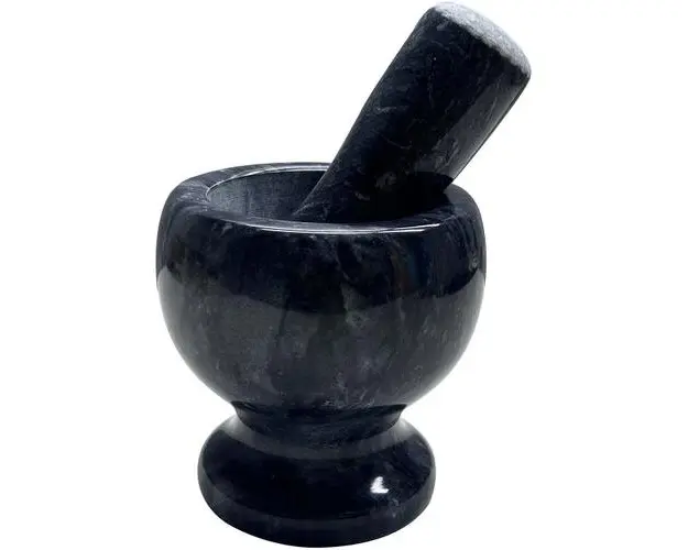 Mojar cu pistil Vanora Home, marmura, ⌀9.5 cm, Negru