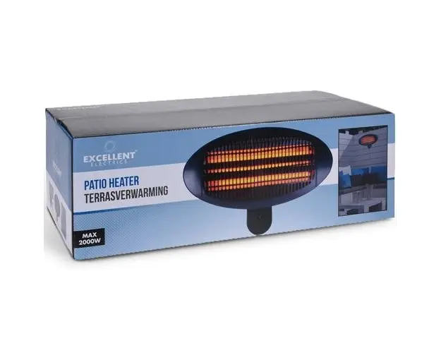 Incalzitor electric cu quartz pentru terasa 2000 W EE5000020, putere 2000 W, 3 tuburi quartz, 3 trepte de putere, sistem montare pe perete