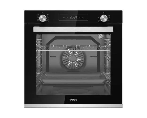 Cuptor Incorporabil Samus SC8180BGTV3D, 80 l, 8 Functii + Gatire 3D, 2500 W, Grill ellectric, Ventilator, Clasa energetica A, Timer (Negru/Inox)