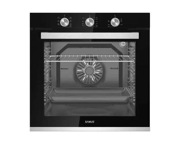 Cuptor Incorporabil Samus SC8170BGTV, 80 l, 7 functii, 2500 W, Clasa energetica A, Grill, Ventilator, Timer mecanic (Negru/Inox)