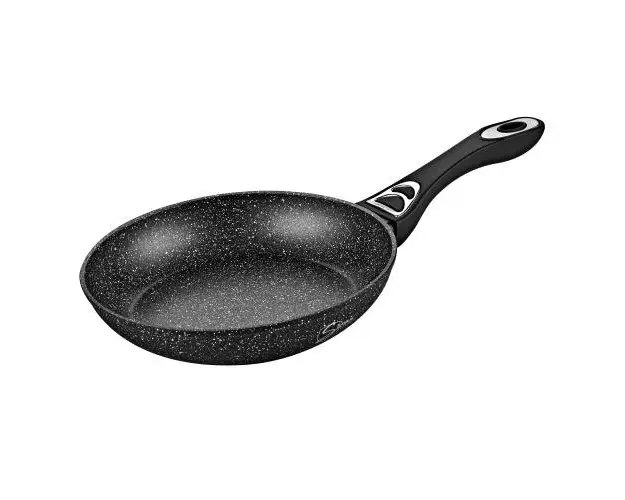 Tigaie antiaderenta Samus VER280FPB-28 cm, Invelis marmura antiaderenta, Rezistenta la abraziune si la temperaturi inalte (Negru)