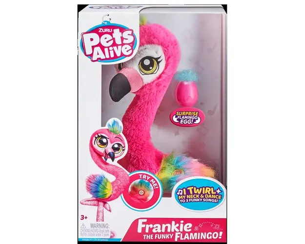 Jucarie interactiva de plus Zuru Pets Alive Frankie, flamingo dansator