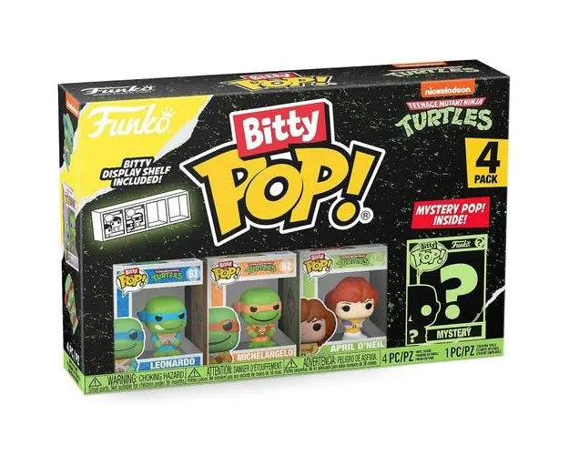 Set 4 figurine Funko Bitty POP! TMNT Leonardo, Michelangello, April O'Neil, figurina surpriza