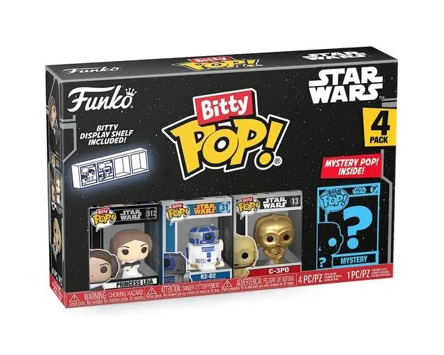 Set 4 figurine Funko Bitty POP! Star Wars Princess Leia, R2-D2,C-3PO, figurina surpriza