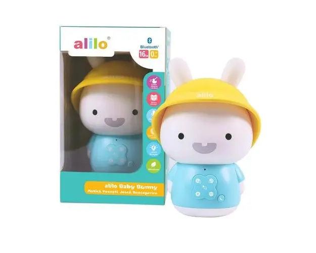 Jucarie interactiva Alilo Baby Bunny - Iepuras, cu povesti si cantece in lb. romana/engleza, albastru