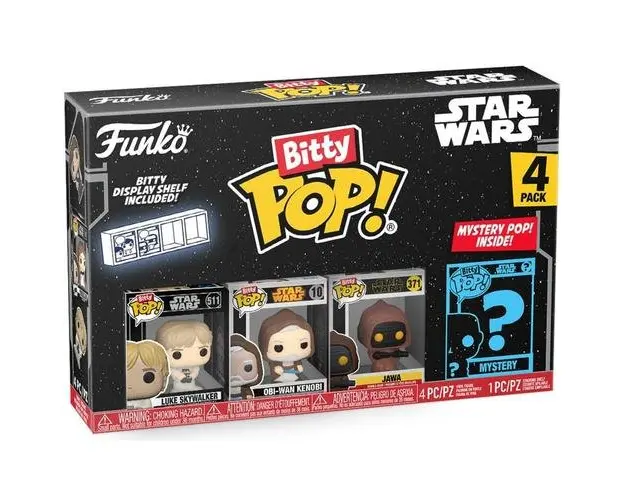 Set 4 figurine Funko Bitty POP! Star Wars Luke Skywalker, Obi-Wan Kenobi, Jawa, figurina surpriza
