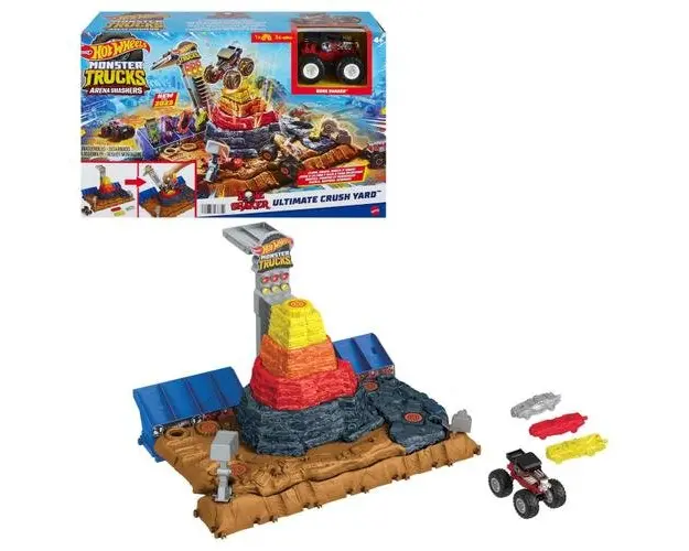 Set de joaca Hot Wheels Monster Trucks Arena Smashers, Bone Shaker Ultimate Crush