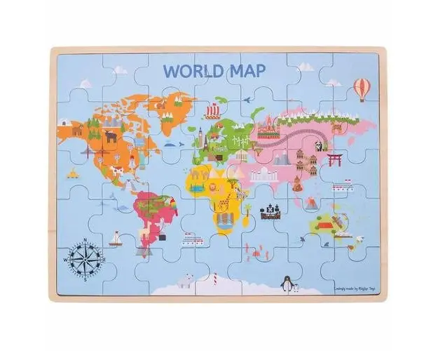 Puzzle din lemn BigJigs Harta lumii BJ098