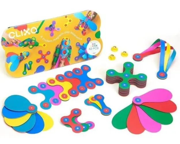 Joc magnetic de construit Clixo Curcubeu (42 piese)