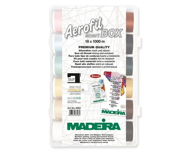 Smartbox 18 papiote ata de cusut Aerofil No.120 Madeira 8063