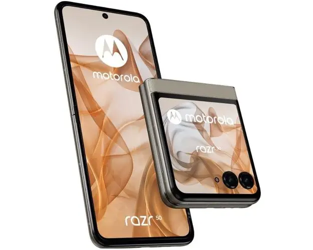 Telefon Mobil Motorola Razr 50, Procesor Mediatek Dimensity 7300X, Octa-Core, Foldable LTPO AMOLED Capacitive touchscreen 6.9inch, 8GB RAM, 256GB Flash, Camera Duala 50 + 13 MP, 5G, Wi-Fi, Dual SIM, Android (Bej)