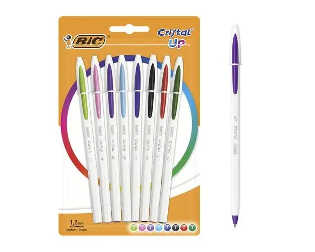 Pix cu bila 1.2mm BIC Cristal Up, cu cerneala, 8 bucati