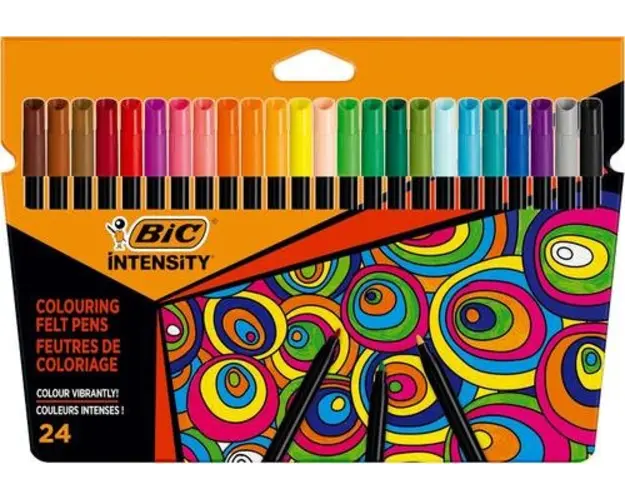 Markere/Carioci de colorat BIC Intensity, 24 culori