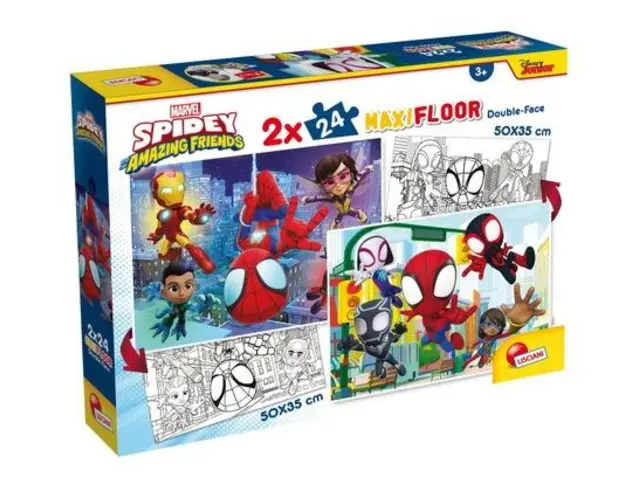 Puzzle de colorat maxi - Paienjenelul Marvel si prietenii lui uimitori (2 x 24 de piese)