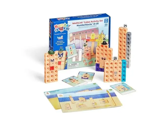 Joc de constructie MathLink®Cubes Numberblocks in engleza, Set de activitati de la 21 - 30