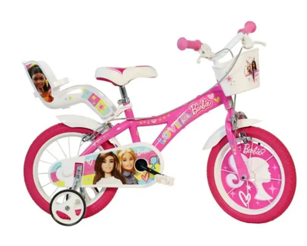 Bicicleta copii DINO BIKES Barbie, roti 16inch, roti ajutatoare (Roz) 