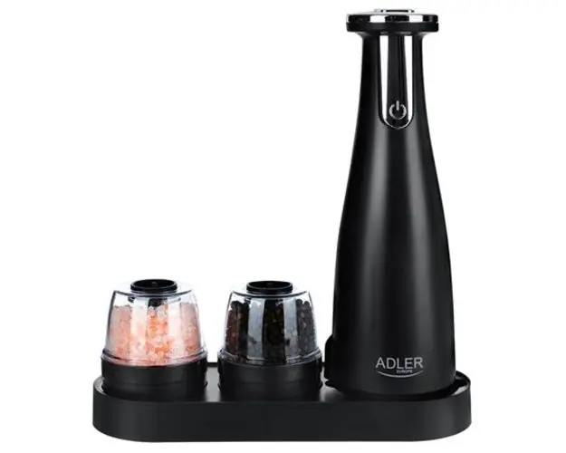 Rasnita electrica de condimente cu 3 recipiente Adler AD 4449b, 7 W, 150 ml, Auto oprire (Negru)