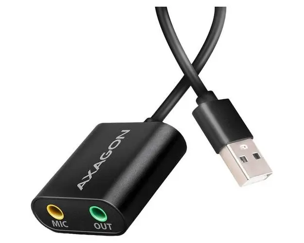 Adaptor AXAGON ADA-12, 1x USB, 2x Jack 3.5 mm (Negru)