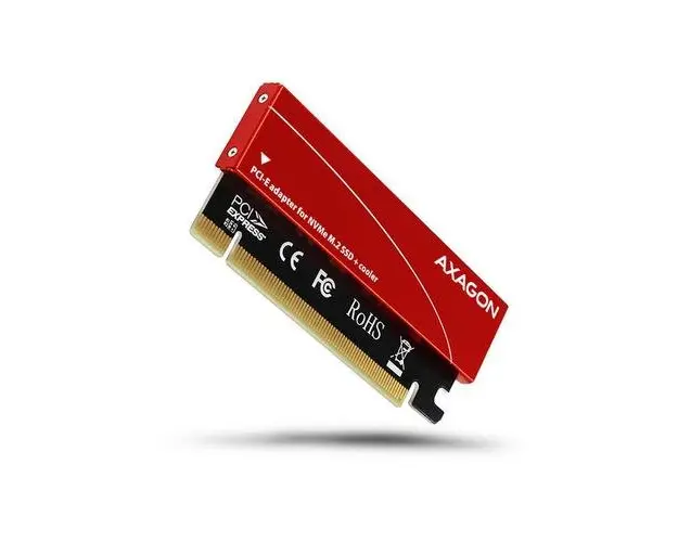 Adaptor Intern AXAGON PCEM2-S, PCI-E 3.0 16x - M.2, SSD NVMe, Suport SSD pana la 80 mm, low profile, Radiator Inclus (Rosu)