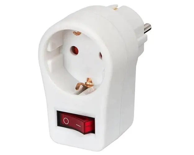 Adaptor priza Schuko Brennenstuhl 149930, cu intrerupator On/Off (Alb)