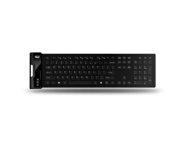 Tastatura Adresso SlimTouch 232, Antimicrobial, Waterproof, Flexibila, Cu fir (Negru)