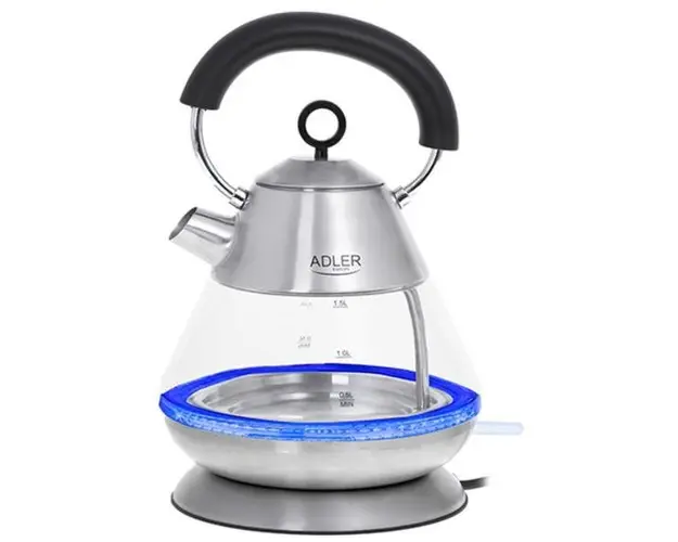 Fierbator de apa Adler AD 1282, 2200 W, 1.5 L (Argintiu/Transparent)
