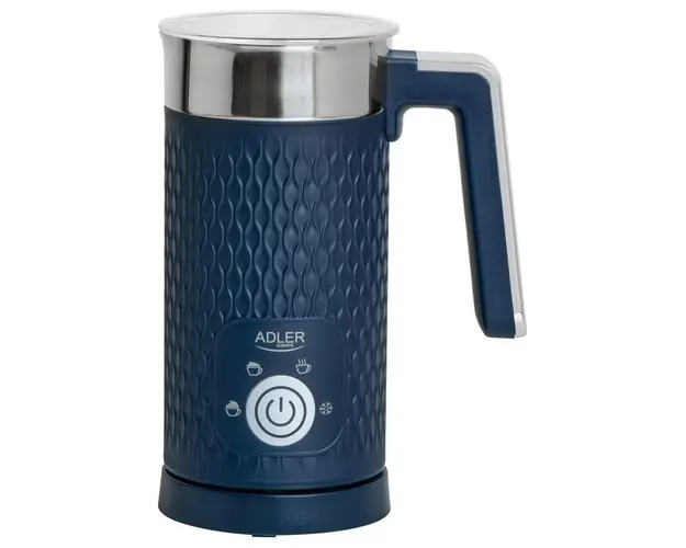 Spumator de lapte Adler AD 4494d, 4 functii, 300 ml, 500W, lapte cald si rece, baza rotativa 360, oprire automata, ideal pentru cappuccino si latte (Albastru)