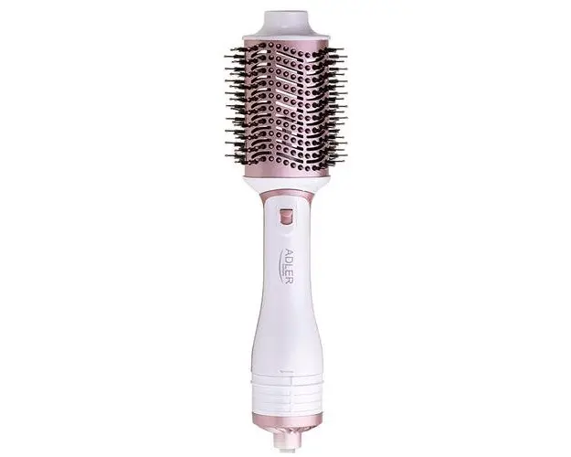 Perie electrica 5 in 1 Adler AD 2027, 1200 W, 2 setari de temperatura, 5 accesorii interschimbabile (Alb/Roz)