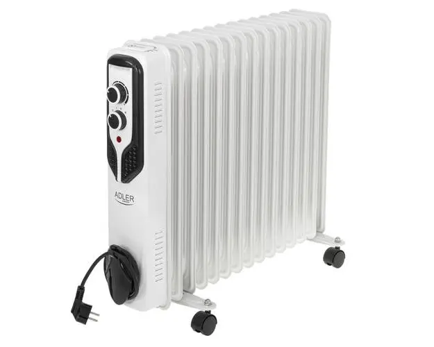 Calorifer electric cu ulei Adler AD 7819, 2500 W, 3 trepte putere, Termostat, 15 elementi (Alb)