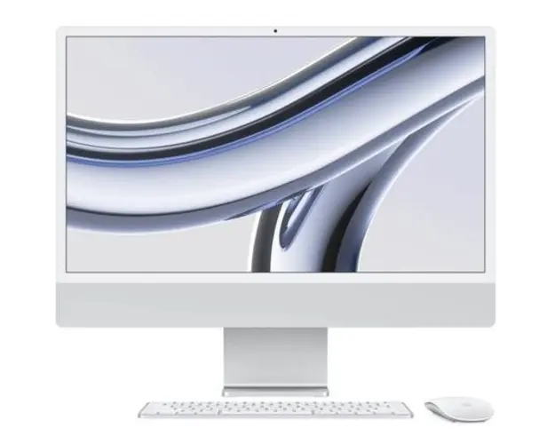All in One PC Apple iMac 24inch (2023) (Procesor Apple M3, 8 nuclee CPU si 8 nuclee GPU, 24inch, Retina 4.5K, 256GB SSD, Layout INT, Mac OS Sonoma, Argintiu)