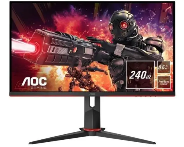 Monitor Gaming IPS LED AOC 23.8inch 24G2ZE/BK, Full HD (1920 x 1080), DisplayPort, 240 Hz, 1 ms (Negru/Rosu)
