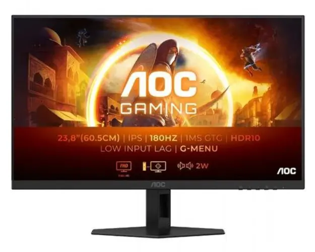 Monitor Gaming Fast IPS LED AOC 23.8inch 24G4XE, Full HD (1920 x 1080), HDMI, DisplayPort, Boxe, 180 Hz, 1 ms (Negru)