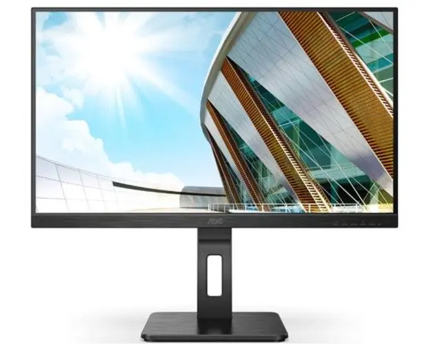 Monitor VA LED AOC 23.8inch 24P2QM, Full HD (1920 x 1080), VGA, DVI, HDMI, DisplayPort, AMD FreeSync, Pivot, Boxe (Negru) 