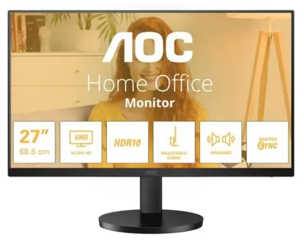 Monitor IPS LED AOC 27inch U27B3AF, UHD (3840 x 2160), HDMI, DisplayPort, Boxe (Negru)