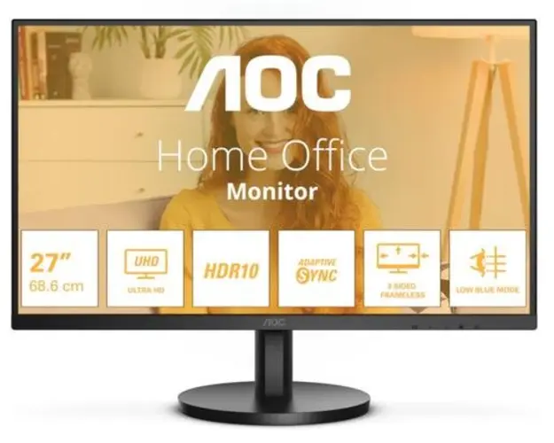 Monitor VA LED AOC 27inch U27B3M, UHD (3840 x 2160), HDMI, DisplayPort, Boxe (Negru)