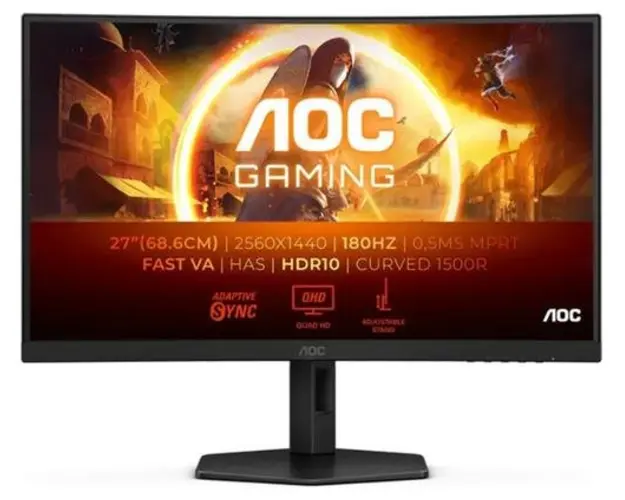 Monitor Gaming Fast VA LED AOC 27inch CQ27G4X, QHD (2560 x 1440), HDMI, DisplayPort, Ecran curbat, 180 Hz, 1 ms (Negru)