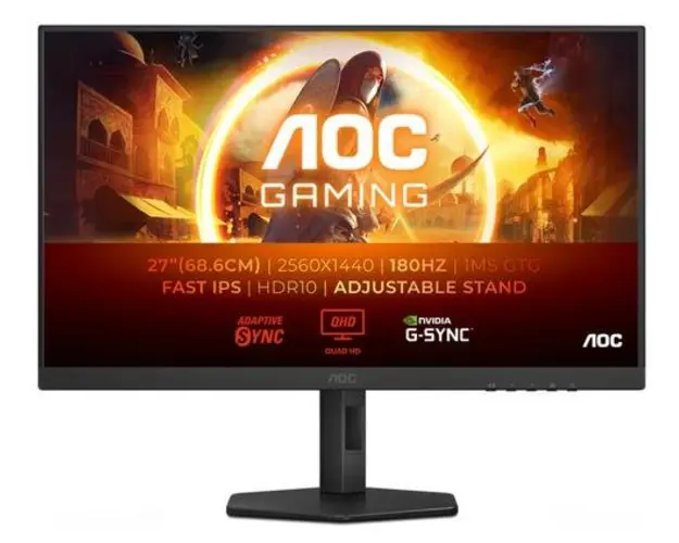 Monitor Gaming Fast IPS LED AOC 27inch Q27G4XF, QHD (2560 x 1440), HDMI, DisplayPort, Pivot, 180 Hz, 1 ms (Negru)