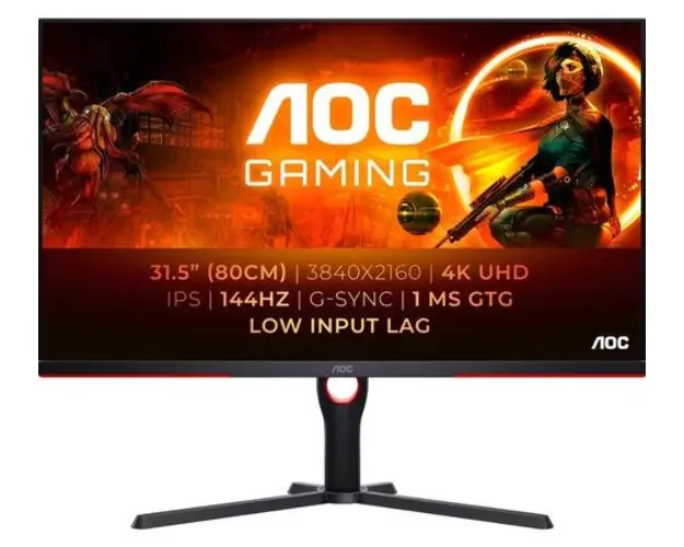 Monitor Gaming IPS LED AOC 31.5inch U32G3X/BK, UHD (3840 x 2160), HDMI, DisplayPort, 144 Hz, 1 ms (Negru)