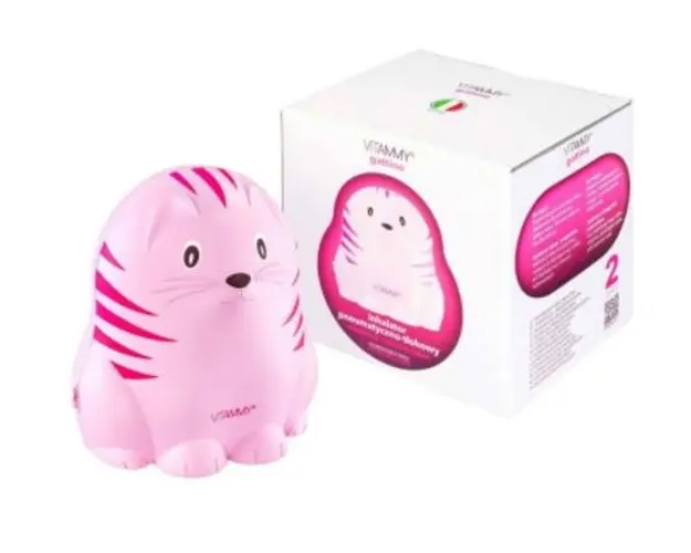 Aparat aerosoli Vitammy Gattino A1503, nebulizator cu compresor, set complet de accesorii (Roz)