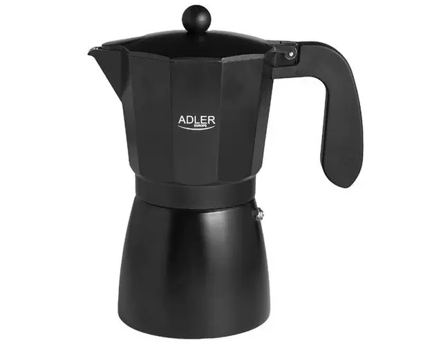 Cafetiera Adler AD 4420, Moka Pot, 520 ml, 9 cani espresso (Negru)