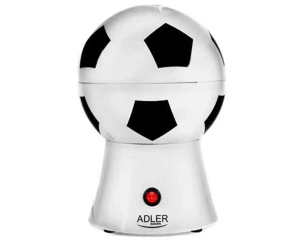 Aparat de facut popcorn Adler AD 4479 Minge Fotbal, 1200 W, Comutator LED (Alb/Negru)