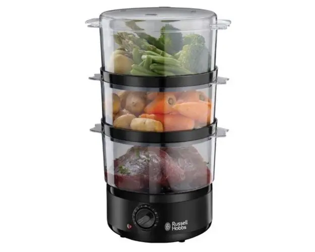 Aparat de gatit cu aburi Russell Hobbs Kitchen Collection 26530-56, 7 L, Timer, Bol orez (Negru)