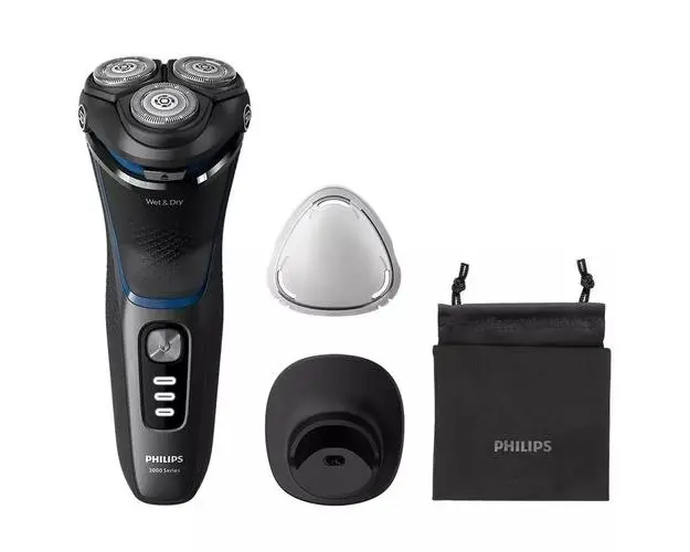 Aparat de ras Philips Seria3000 S3344/13, Wet&Dry, Autonomie 60 min, 3 elemente de taiere (Negru)